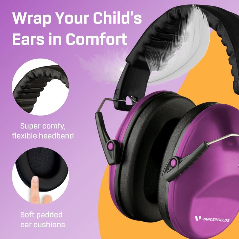 Vanderfields Hearing Protection Ear Muffs - Over 33 dB (2K Hz) Broad Noise Cancelling Sound Reduction Earmuffs for Kids 3-12 - Image 4